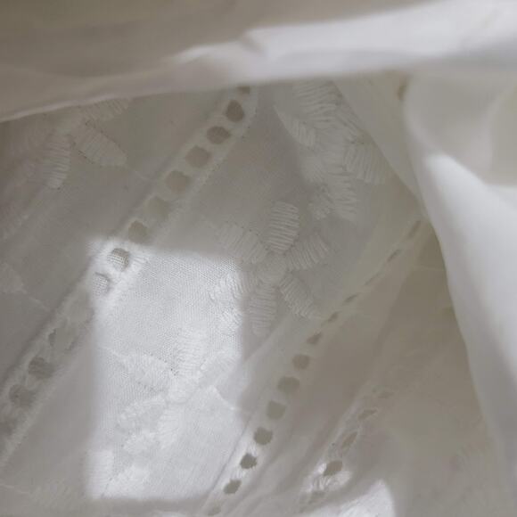 White Corset Dress Lace Up Bodice Mini Ruffle Cotton Embroidery Lace Size Medium - Picture 11 of 14